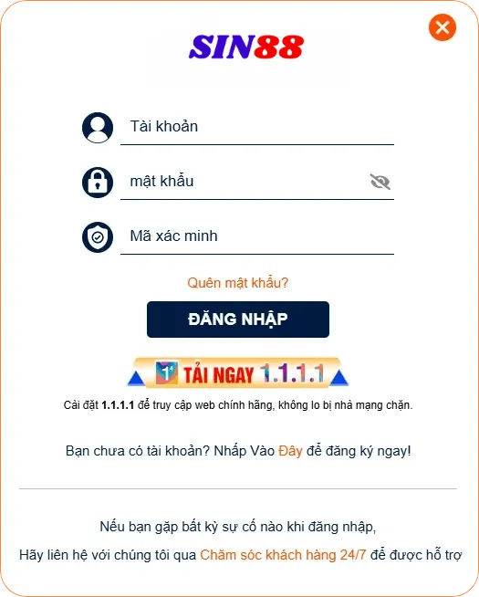 Đăng nhập sin88